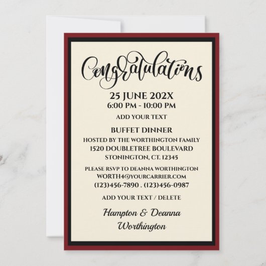 Invitation à l'obtention du diplôme (Dos)