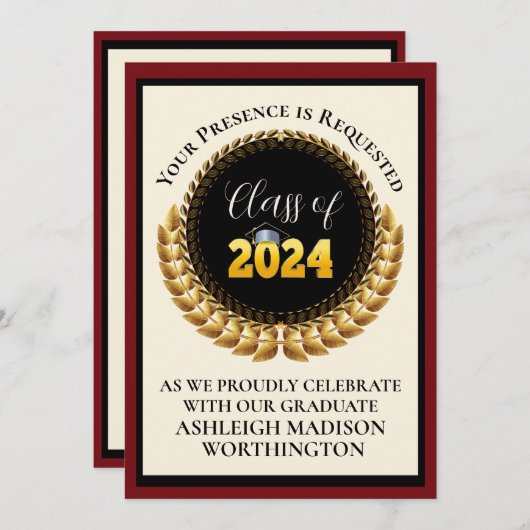 Invitation à l'obtention du diplôme (Devant / Derrière)