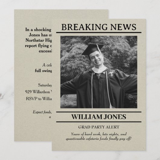 Invitation à l'obtention du diplôme (Devant / Derrière)