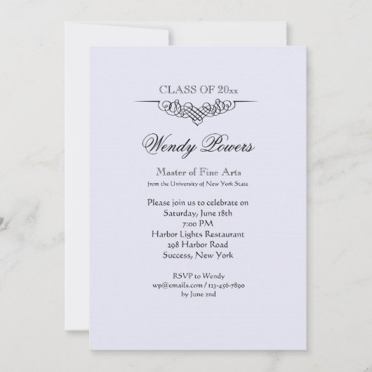 Invitation à l'obtention d'un diplôme de fin d'étu (Devant)