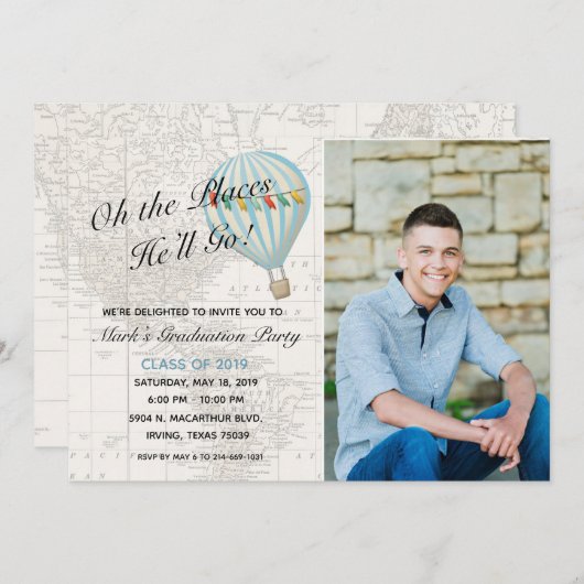 Invitation à l'obtention d'un diplôme de garçon de (Devant / Derrière)