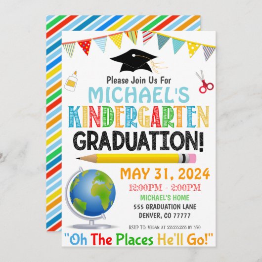 Invitation à l'obtention d'un diplôme de maternell (Devant / Derrière)