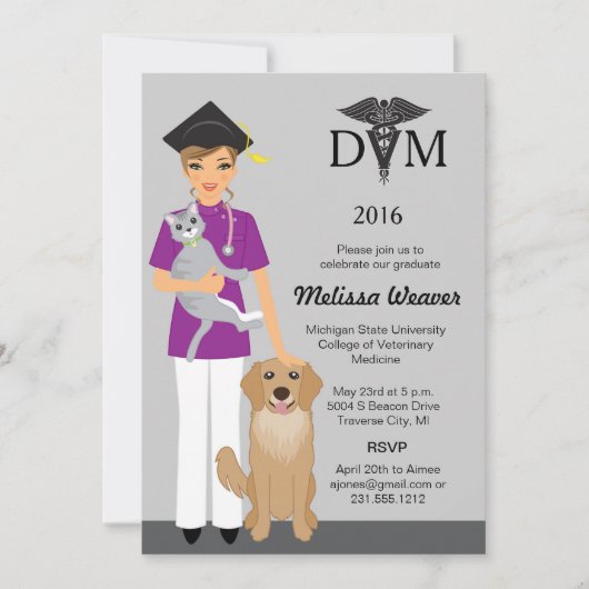 Invitation à l'obtention d'un diplôme d'études vét (Devant)