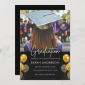 Invitation à l'obtention d'un diplôme en noir et o (Devant / Derrière)