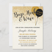 Invitation à l'obtention d'un diplôme en noir et o (Devant)