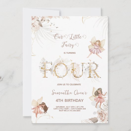 Invitation à l'occasion du 4e anniversaire des fée (Devant)