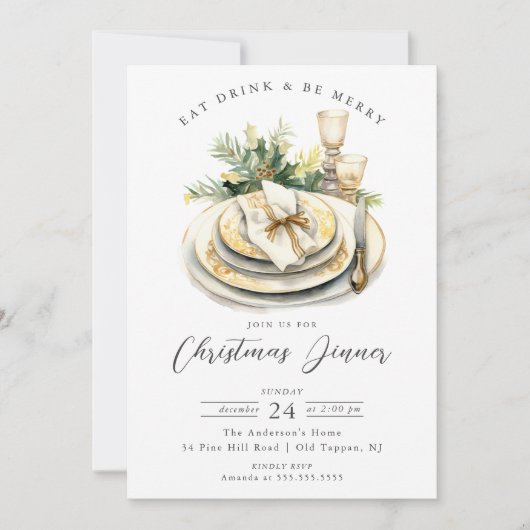 Invitation à l'occasion du dîner de Noël (Devant)