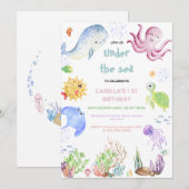Invitation A L'OEIL De La Mer 1Er Anniversaire Sous La Mer (Devant / Derrière)