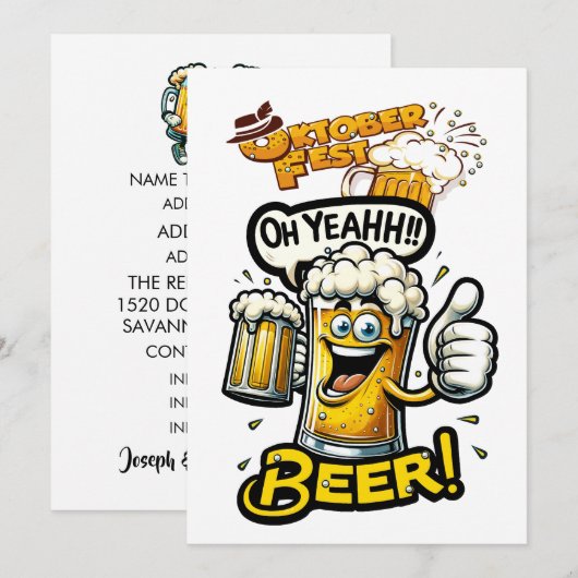 Invitation à l'OKTOBERFEST / Fête de la bière (Devant / Derrière)