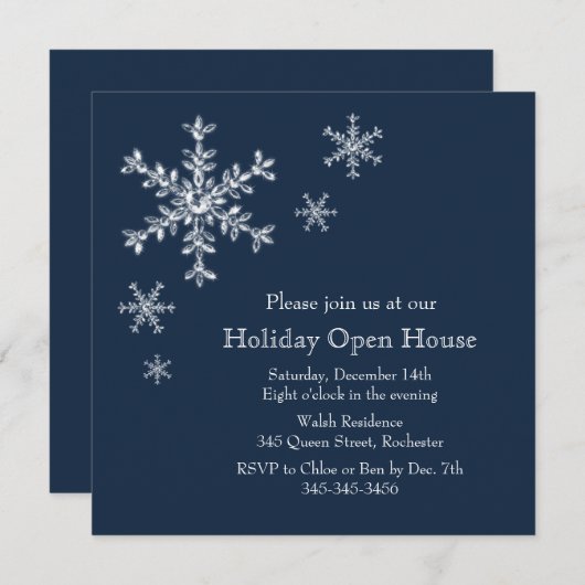Invitation à l'Open House Glamor Holiday (bleu) (Devant / Derrière)