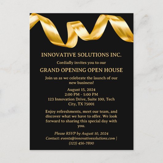 Invitation à l'Open House New Business (Devant)