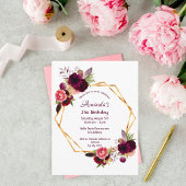 Invitation à l'or floral bordeaux