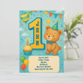 Invitation à l'ours d'anniversaire (Debout devant)