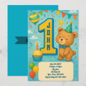 Invitation à l'ours d'anniversaire (Devant / Derrière)