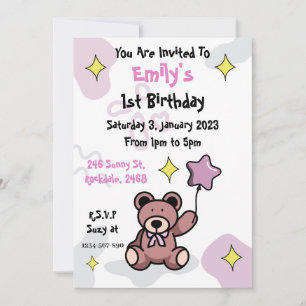 Invitation à l'ours en peluche