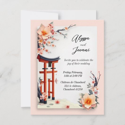 Invitation A Love Blossoming Under the Cherry Trees (Devant)