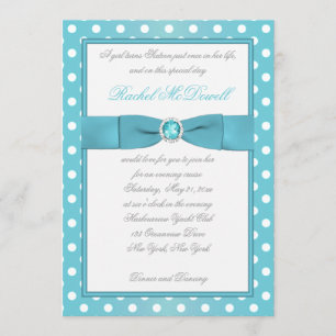 Invitation à l'Sweet sixteen Aqua et White Polka D