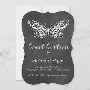 Invitation à l'Sweet sixteen de papillon en tablea