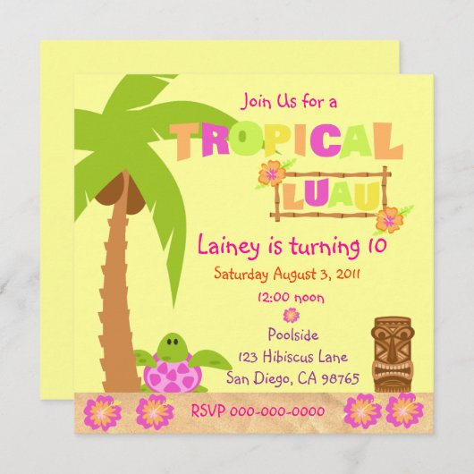 Invitation à Luau (Devant / Derrière)