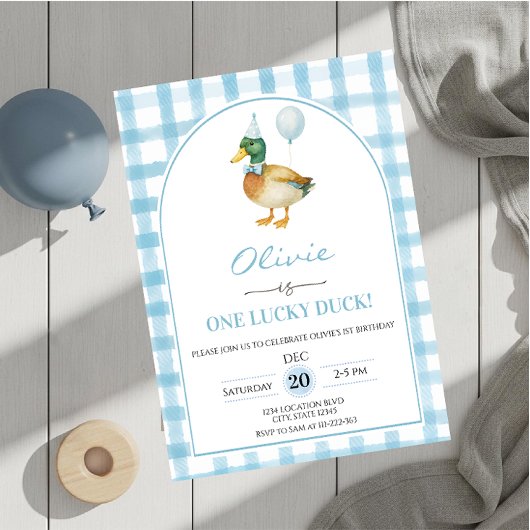 Invitation A Lucky Duck Blue Birthday