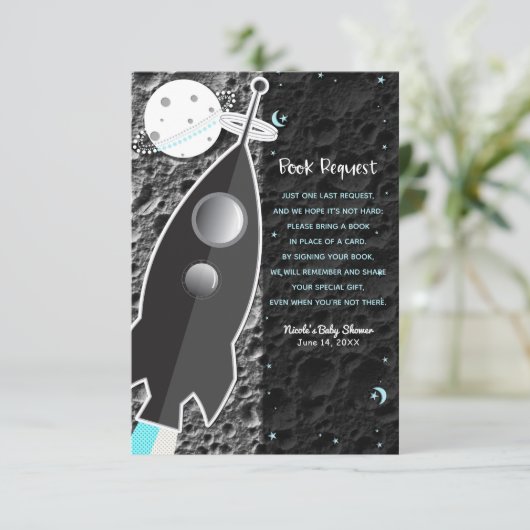 Invitation À LUNE Space Rocket Expédition Demande de carnet (Debout devant)