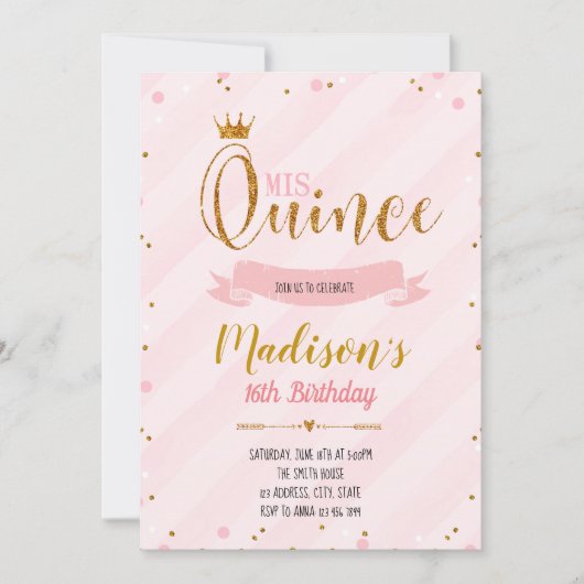 Invitation à ma fête de quinceañera (Devant)