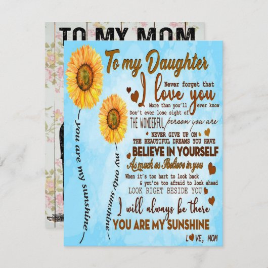 Invitation À ma fille | Lettre spéciale à ma fille (Devant / Derrière)