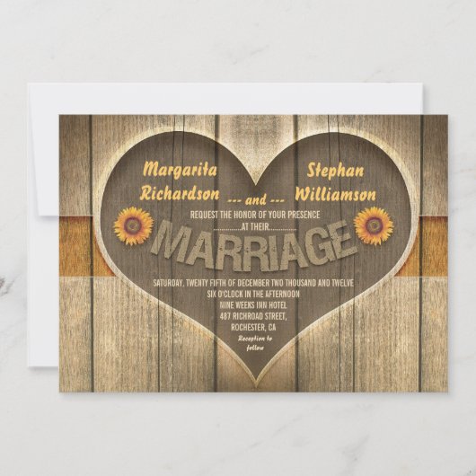 invitation à mariage campagnard rustique (Devant)