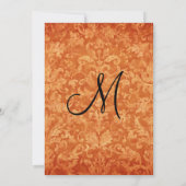 Invitation à Mariage damassé blanche orange noire (Dos)