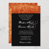 Invitation à Mariage damassé blanche orange noire (Devant / Derrière)