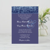 Invitation à Mariage damassé bleue et violette R43 (Debout devant)