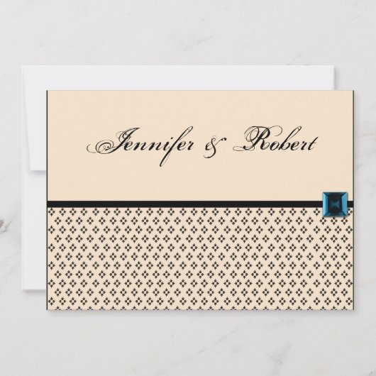 Invitation à Mariage damassé moderne en noir et en (Dos)