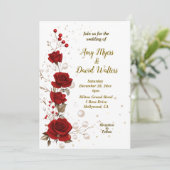 Invitation à mariage élégante rouge et blanc (Debout devant)