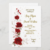 Invitation à mariage élégante rouge et blanc (Devant / Derrière)