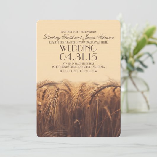 invitation à mariage pour blé rustique (Debout devant)
