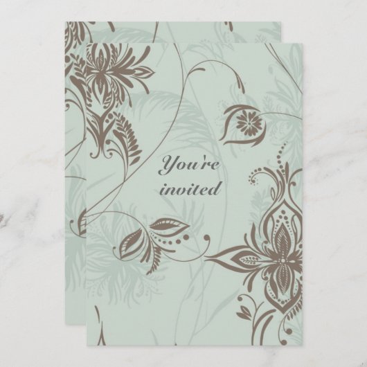 Invitation à mariage Romantique Vines Damask (Devant / Derrière)