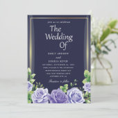 invitation à mariage verte marine et violette (Debout devant)