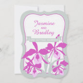 Invitation à mariage violet vert orchidée graphiqu (Devant)