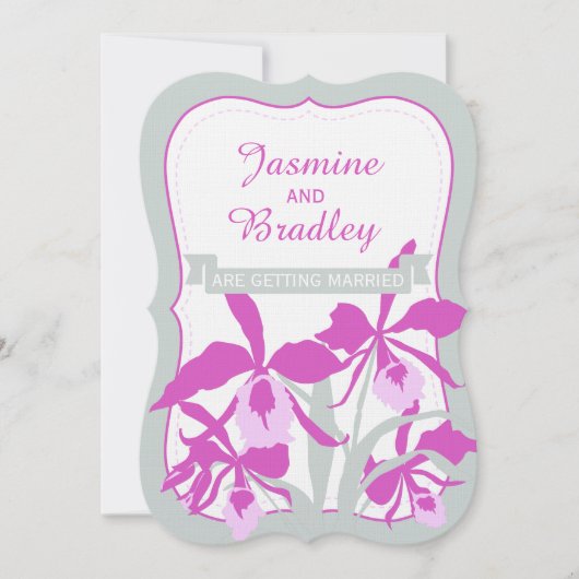 Invitation à mariage violet vert orchidée graphiqu (Devant)
