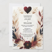 Invitation À Maroon traditionnel Automne Couple Bourgogne Mar (Devant)