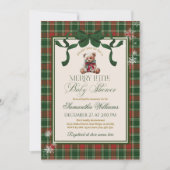 Invitation A Merry Little Baby Shower Teddy Bear Christmas (Devant)