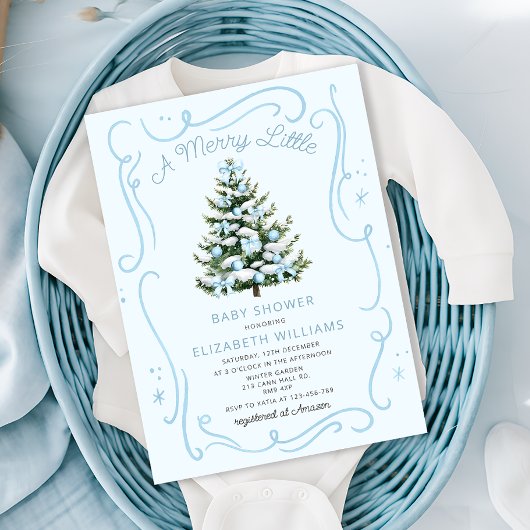 Invitation A Merry Little Blue Baby Shower Christmas