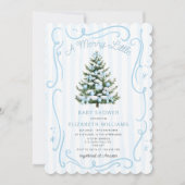 Invitation A Merry Little Blue Christmas Baby Shower (Devant)