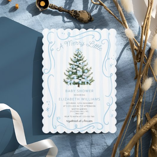 Invitation A Merry Little Blue Christmas Baby Shower