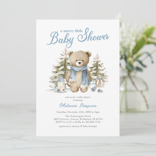 Invitation A Merry Little Christmas Baby Shower (Debout devant)