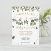 Invitation A Merry Little Christmas clothlines Baby Shower (Debout devant)