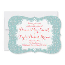 Invitation à Mint Coral Mariage damassé