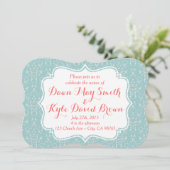 Invitation à Mint Coral Mariage damassé (Debout devant)