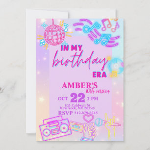 Invitation A mon anniversaire Era Retro Neon Anniversaire
