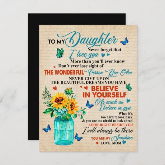 Invitation À Mon Cadeau Fille, Amant Papillon, Cadeau Tournes (Devant / Derrière)